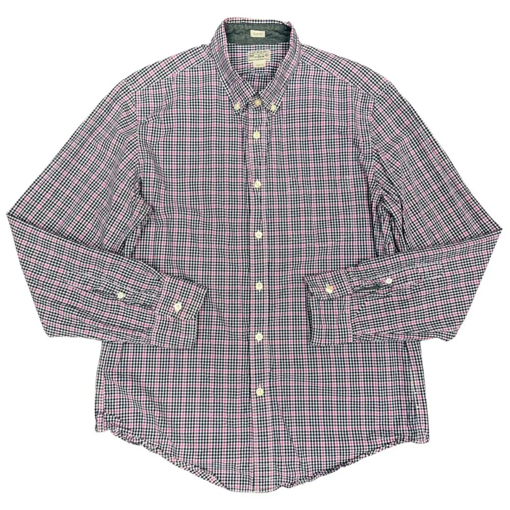 J. CREW Men's Slim Fit Woven Checkered Button-Down‎ Shirt | Size L